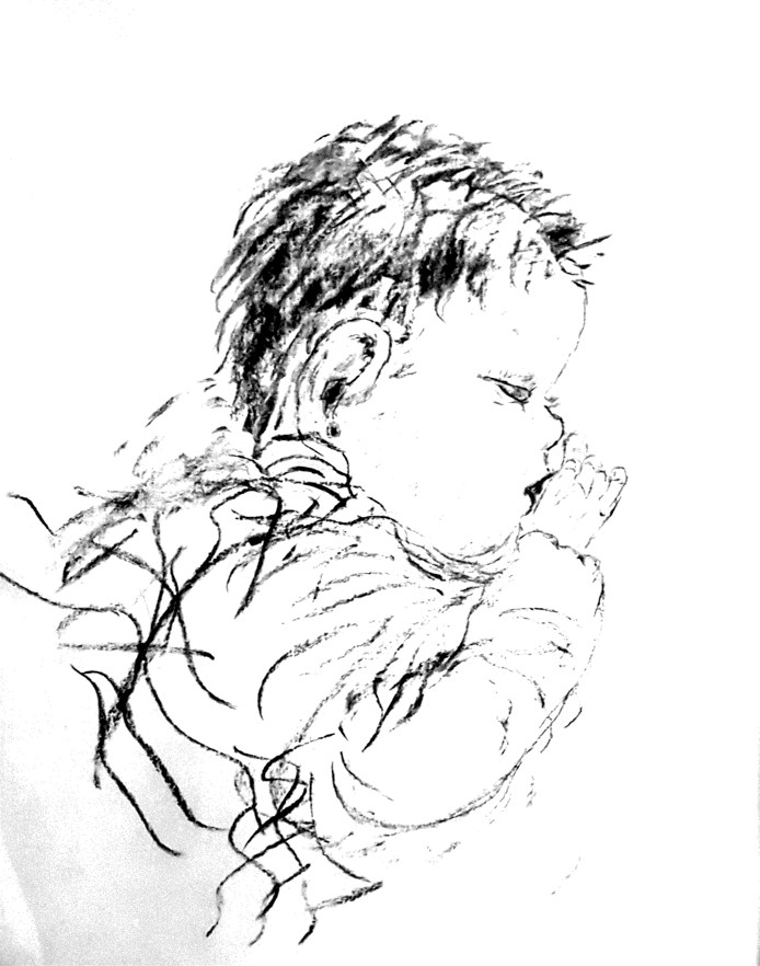 Het prentje van Dominique dat To kort na zijn geboorte en overlijden maakte.