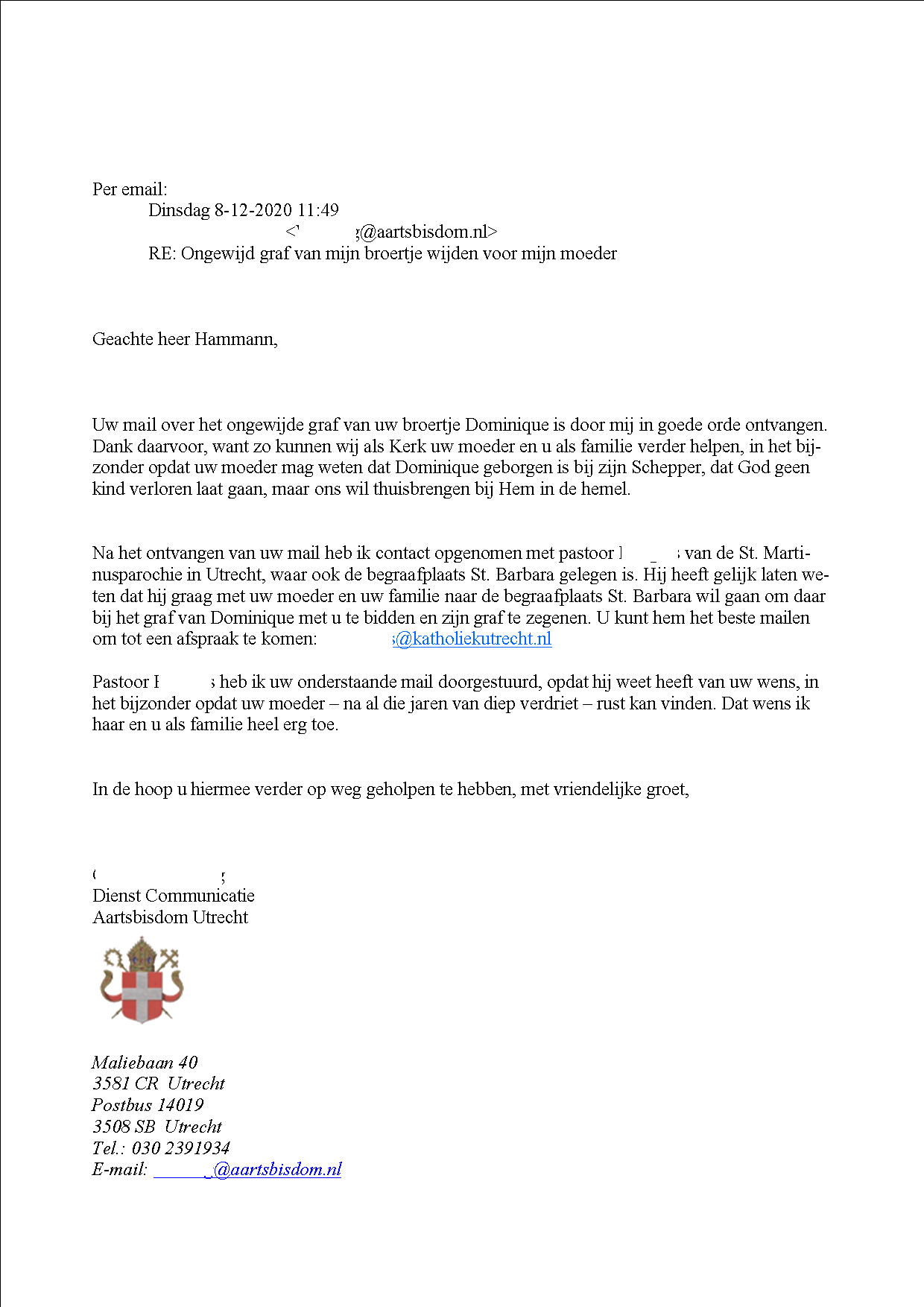Brief Aartsbisdom Utrecht 20201208